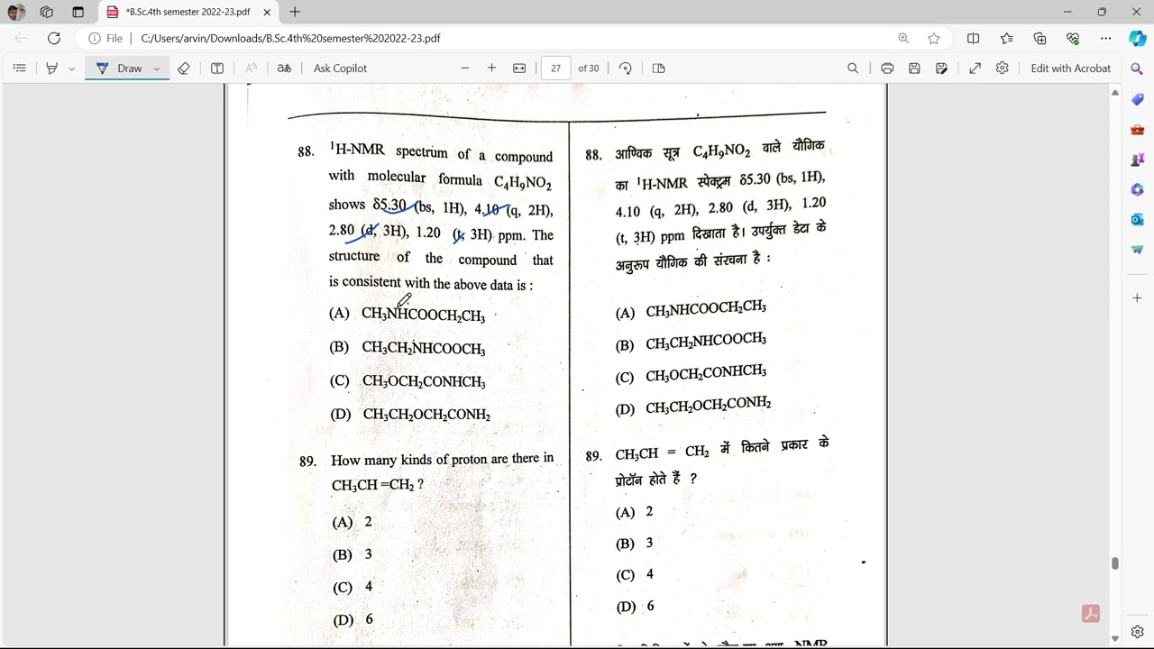 B.Sc.4th(semester)CHEMISTRY 2022-23 SIDHARTH UNIVERSITY