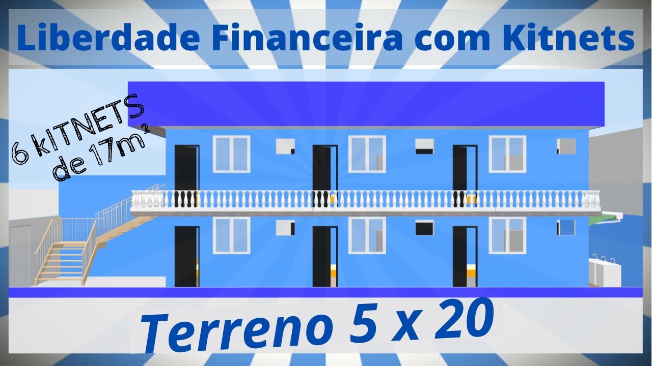 Kitnet Projeto 6 Kitnets para Alugar Terreno de 5 x 20. Rendimento acima de 1% Viver de Kitnet