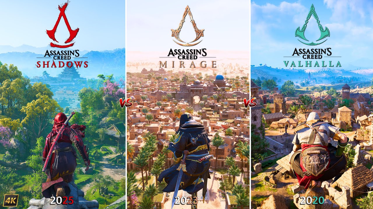 Assassin's Creed Shadows vs Mirage vs Valhalla | PC | Graphics, Physics and Details Comparison