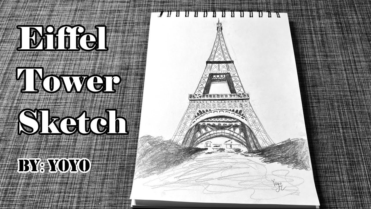 Draw Eiffel Tower sketch step by step