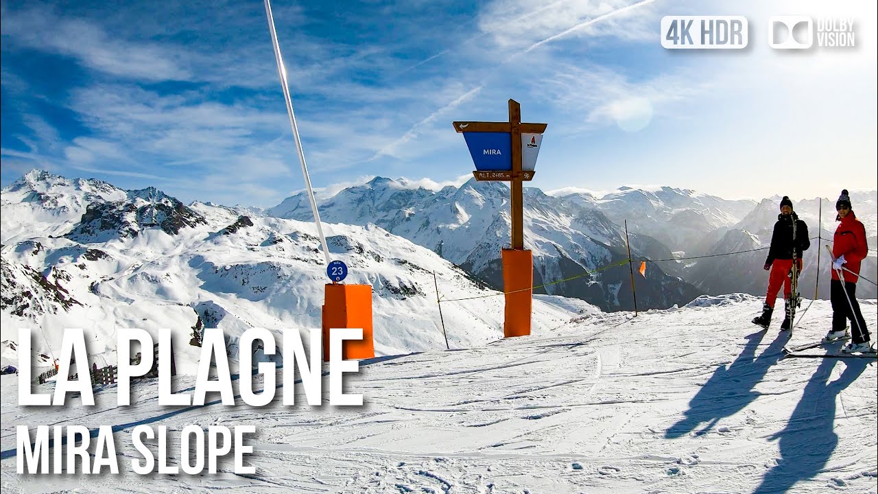 La Plagne Ski Restort, Mira Slope -  🇫🇷 France [4K HDR] Ski Tour