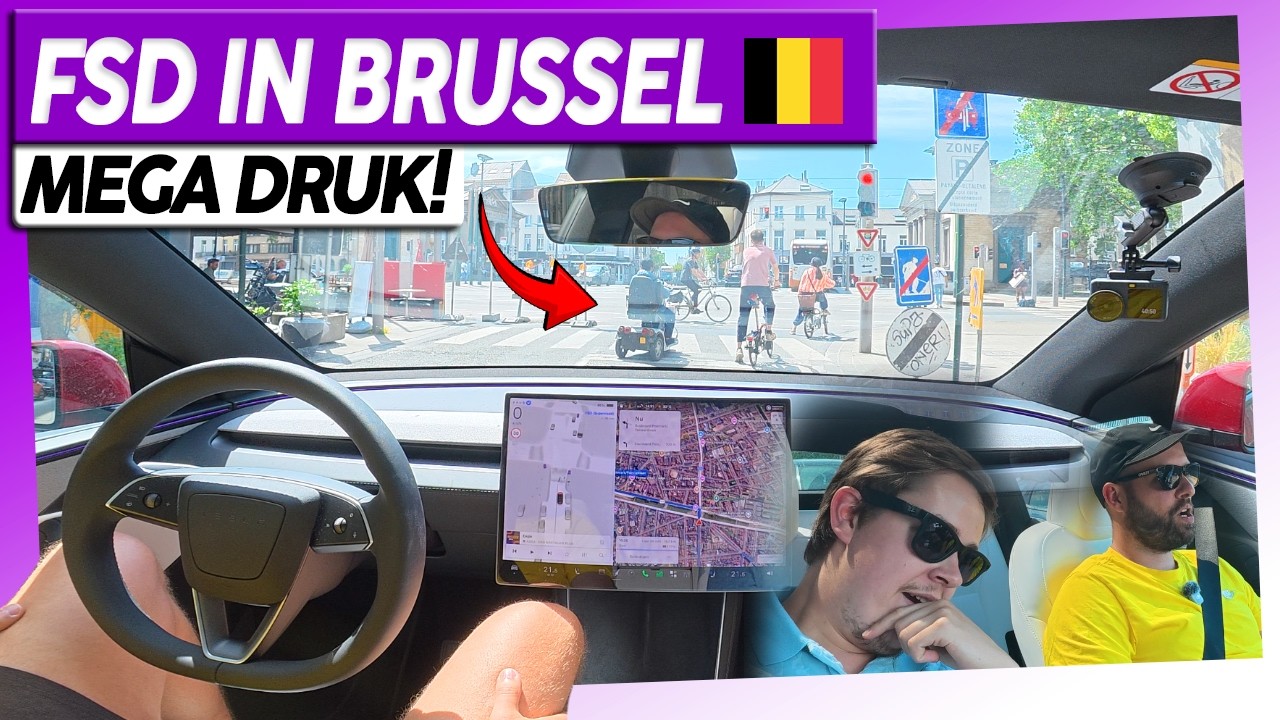 Ik liet Tesla FSD rijden in Brussel... (Man slaat op mijn auto)