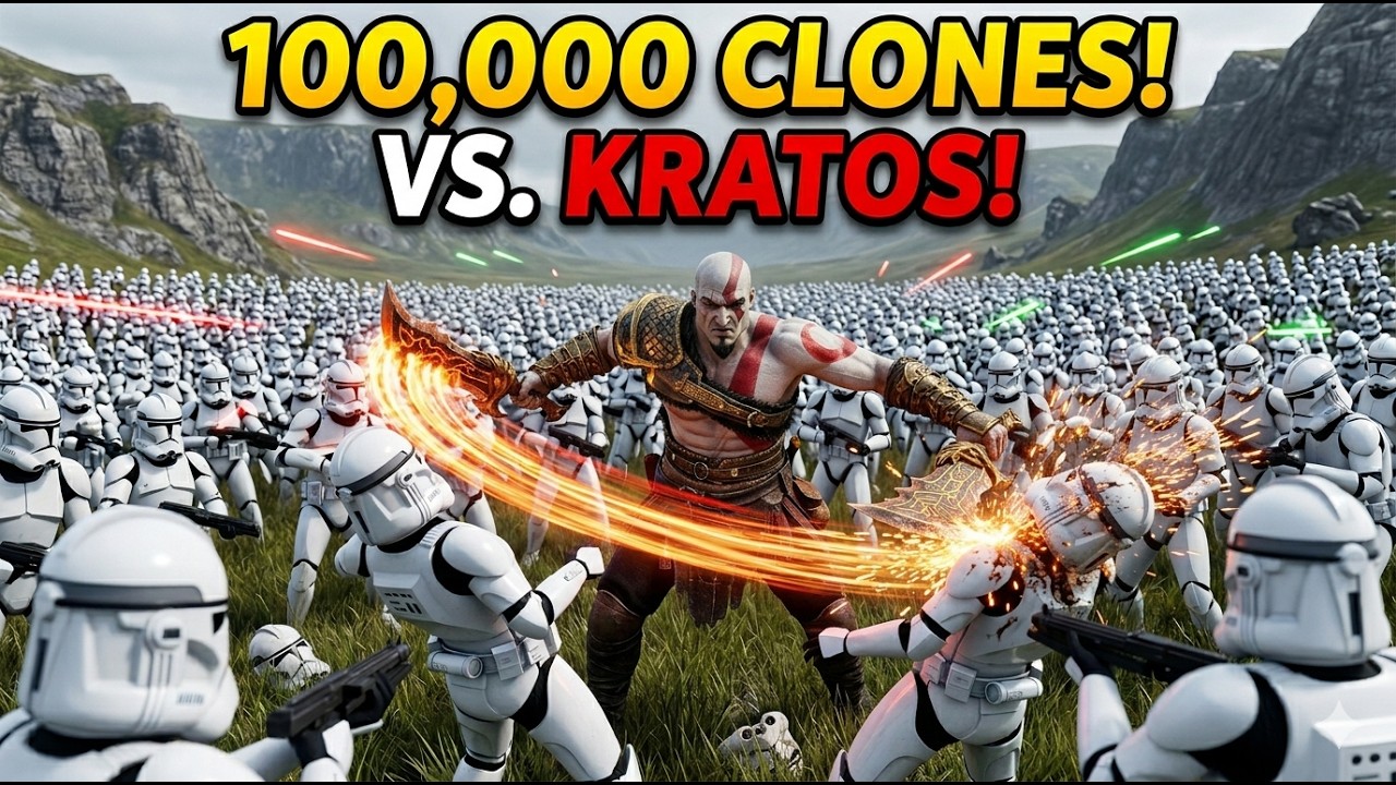 God of War vs Star Wars Army! 100K Clone Troopers vs Kratos (UEBS 2)