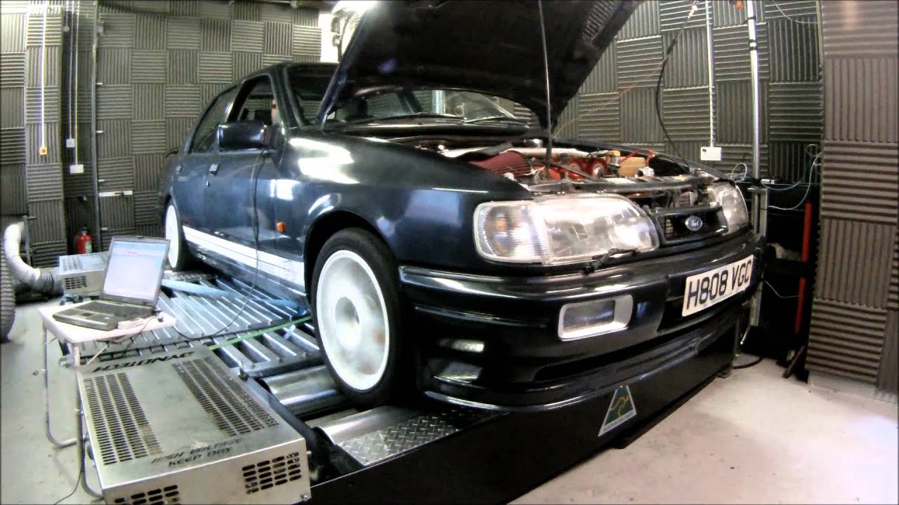 Sierra Cosworth With ALS Being Live Mapped on the Dyno at Motorsport Developments In Blackpool