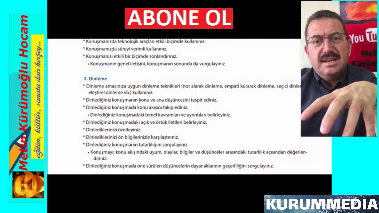 Eba Tv'ye Uygun Lise Edebiyat SÖZLÜ ANLATIM KONUŞMA ve DİNLEMEDE NEYE DİKKAT ETMELİYİZ(9,10,11,12)