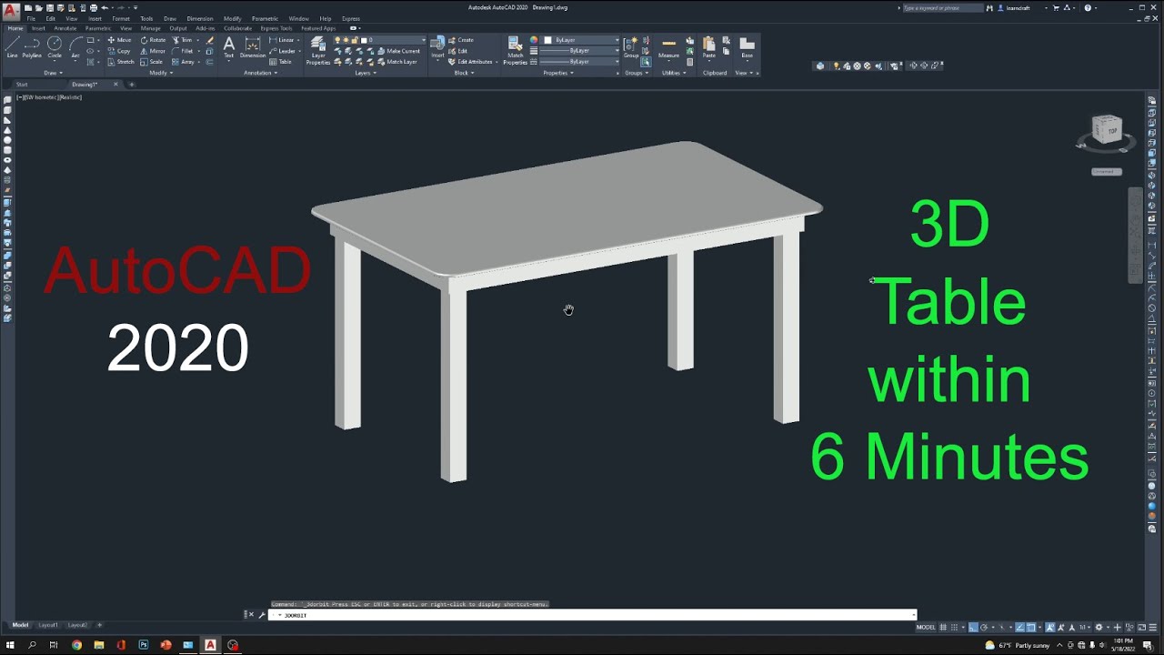 AutoCAD simple 3D Table