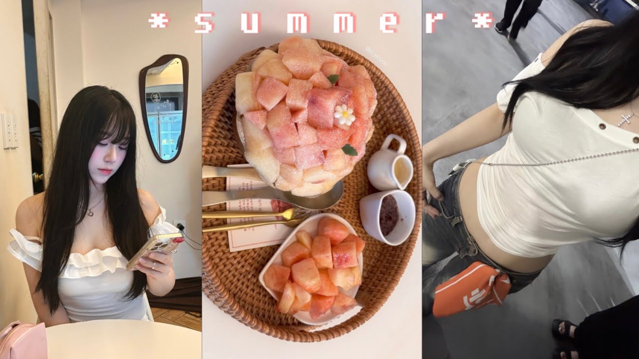 𝙫𝙡𝙤𝙜ㅣ🍑여름 일상(인생첫야구장•복숭아빙수•물빛정원•청순네일•오프숄더추천•데이트코스)