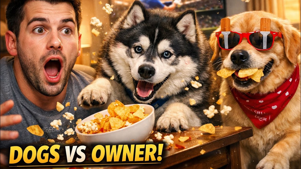 Funny clips when I watch ipl with my husky an golden retriever 