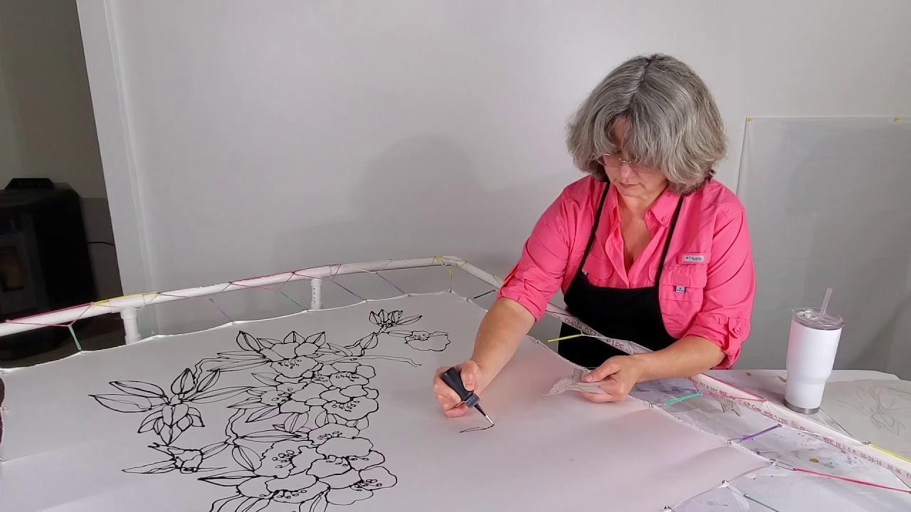 #11 How To/Free handing a drawing onto silk with resist/Hand painted silk/Rhododendron design