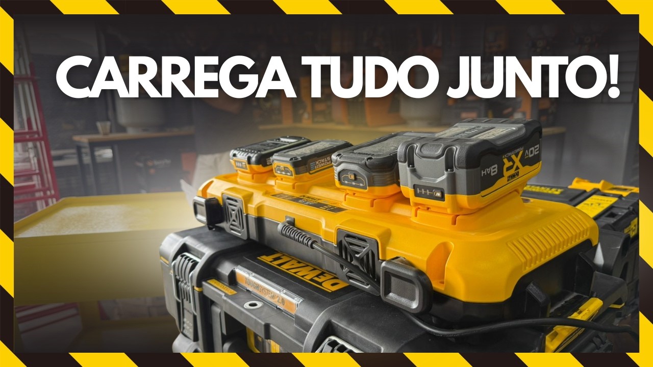 O Fim da Bagunça! Conheça o Carregador Quádruplo Inteligente da DeWalt (ToughSystem)