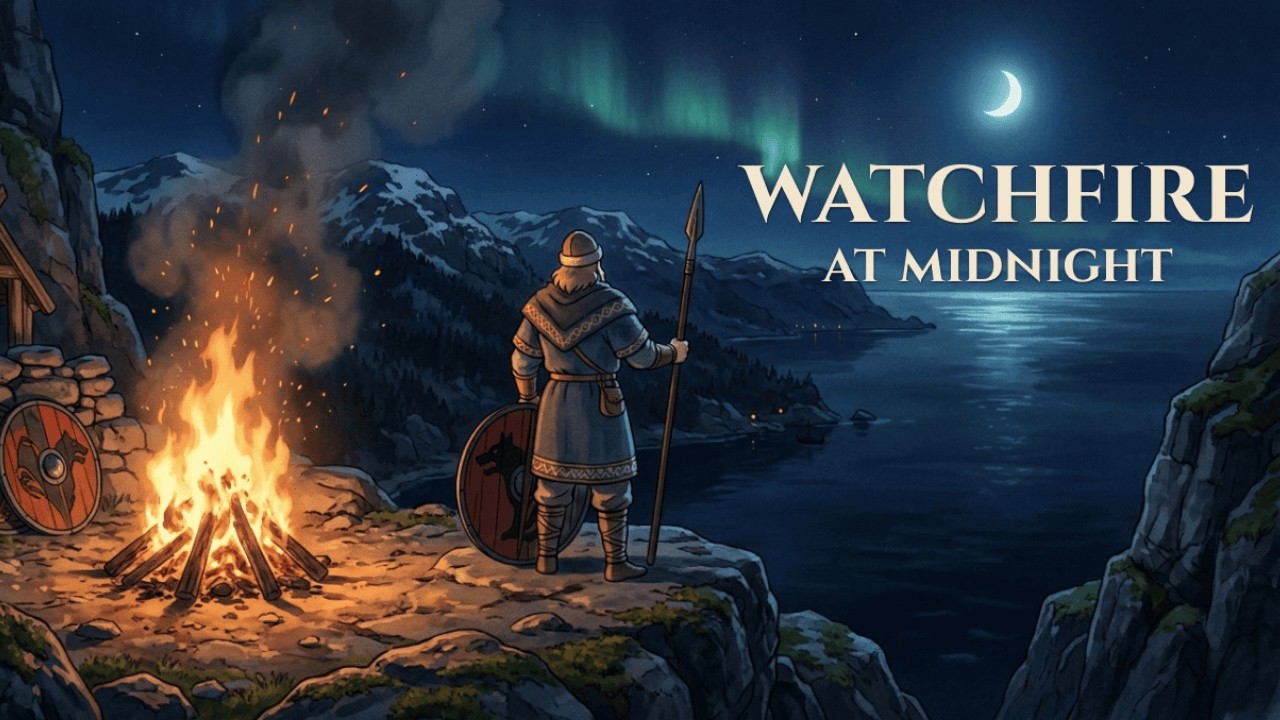 The Watchfire at Midnight | Calm Viking Ambient Music for Study, Sleep & Focus (1 Hour)