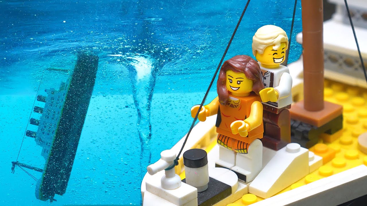 Titanic Sinking Experiment: 100+ Minifigures react Lego Tsunami, Black Hole Vortex & Lego Dam Breach