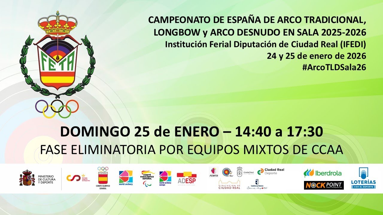#ArcoTLDSala26 - DOMINGO 25/01 (2) - CAMPEONATO ESPAÑA ARCO TRADICIONAL, LONGBOW y DESNUDO EN SALA
