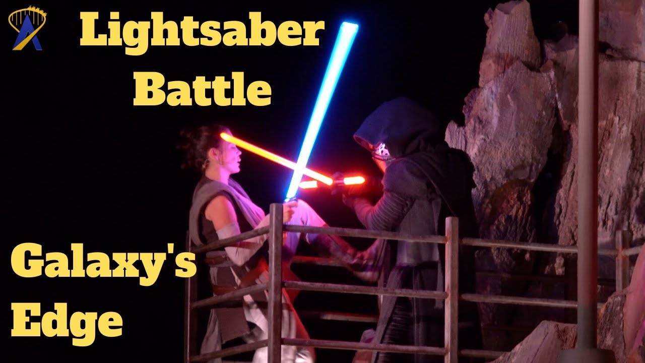 Star Wars Lightsaber Battle and Stunt Show in Galaxy's Edge during media event