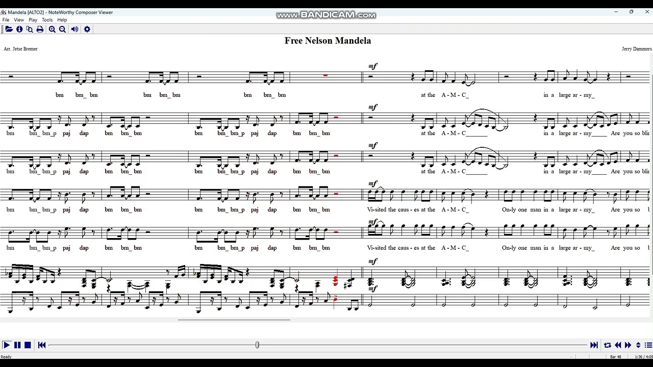 Free Nelson Mandela ALTO2 learning aid for SATB choir