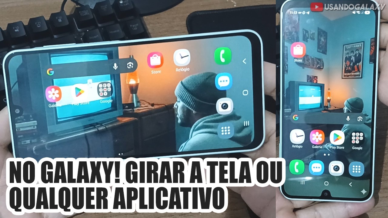 Como ROTACIONAR (GIRAR) Qualquer APLICATIVO ou A TELA! SAMSUNG GALAXY