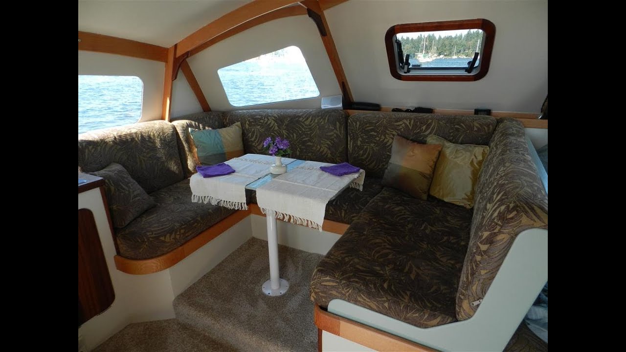 Skoota28 power catamaran walkround interior and deck