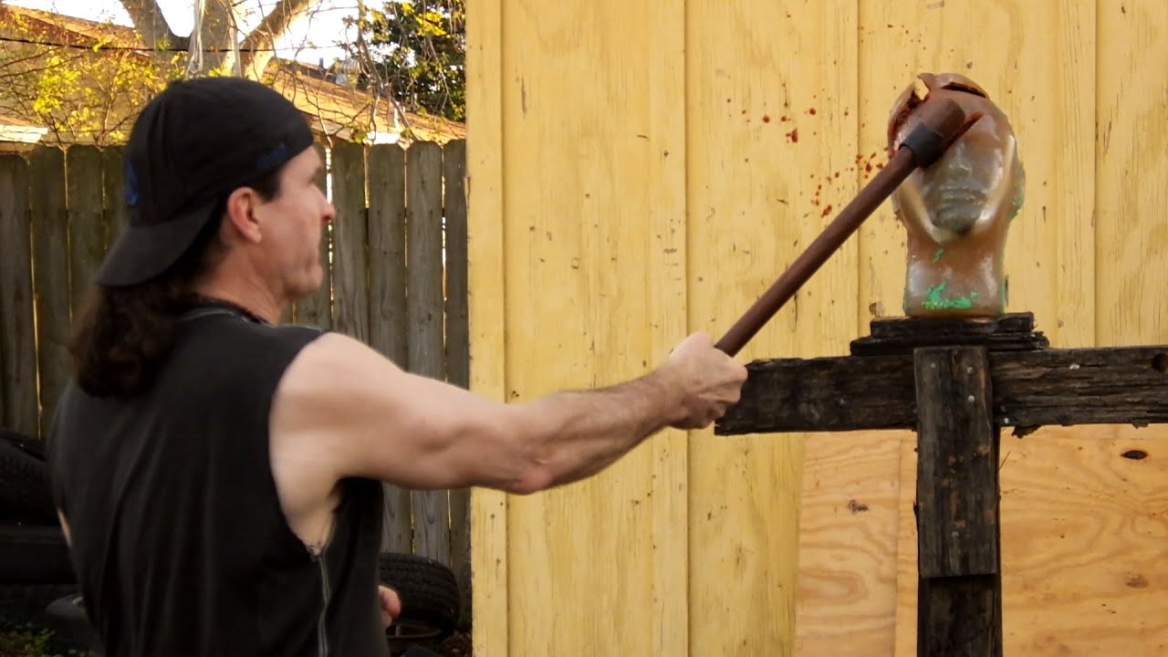 Тестирование меча Viking Axe на аналоговой баллистической гелевой головке!