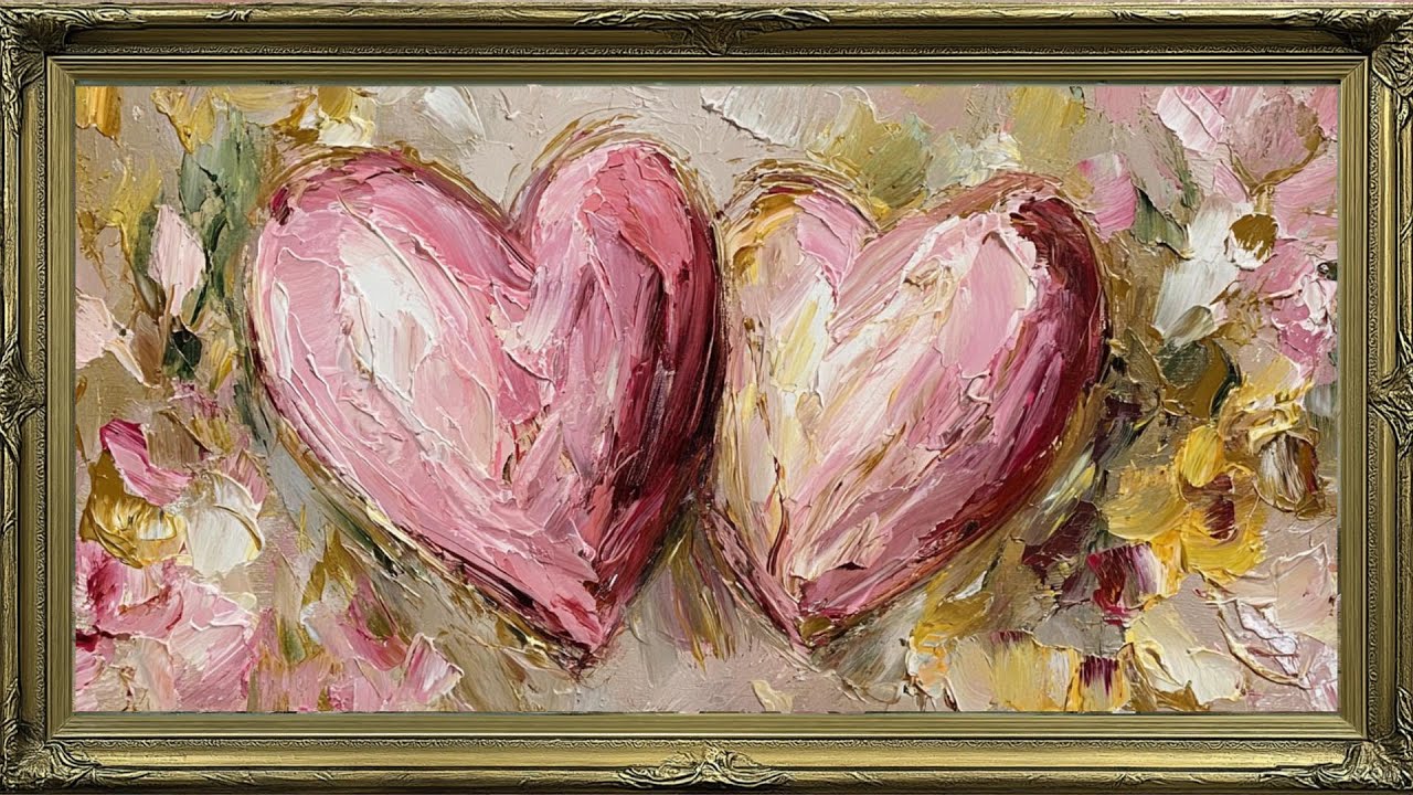 Vintage Valentain's pink heart  TV Art | Cozy Holiday Silent Screensaver