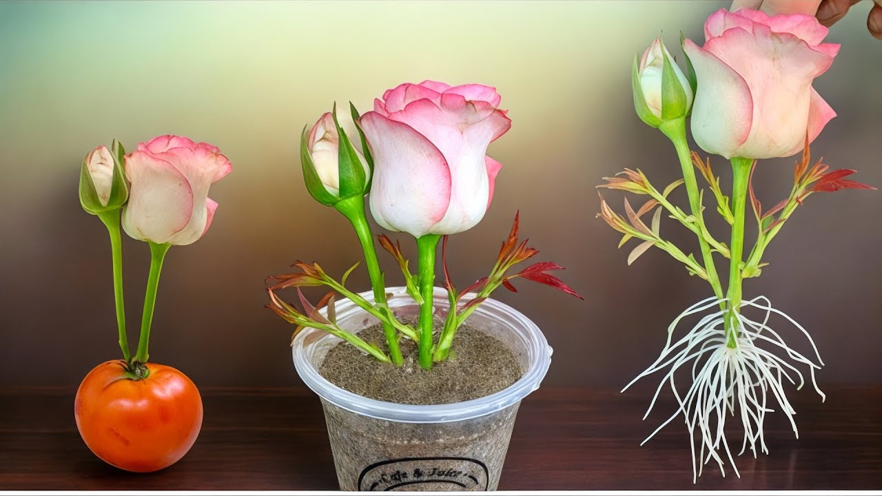 Using tomatoes is the most effective and simple method of propagating roses.