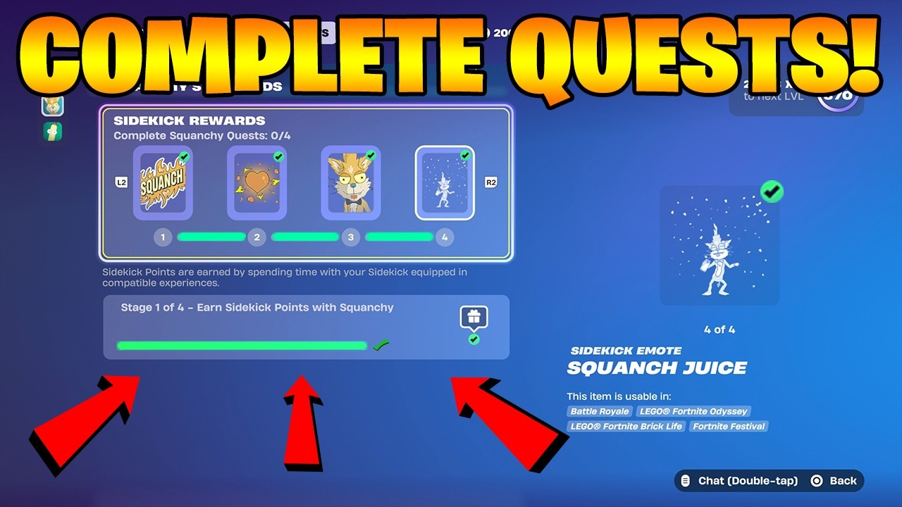 How to EASILY Earn Sidekicks Points with Squanchy Fortnite locations Quest!