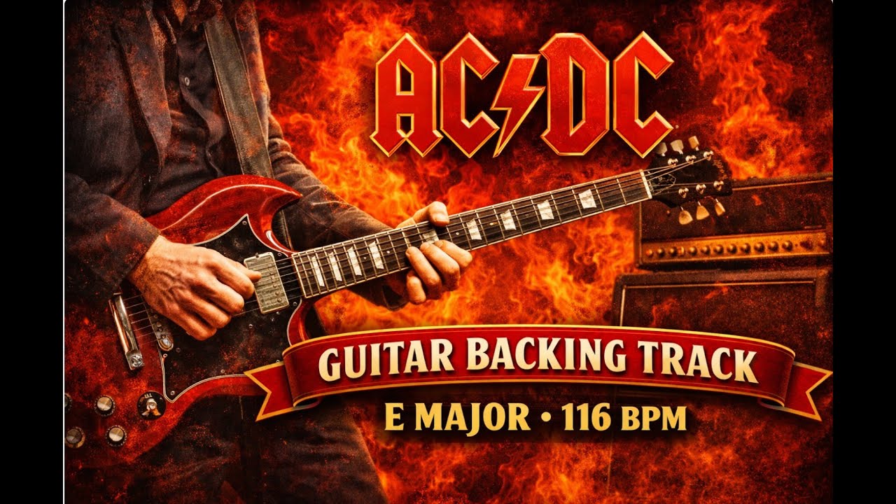 AC DC Highway To Hell style guitar backing track E major 116 bpm