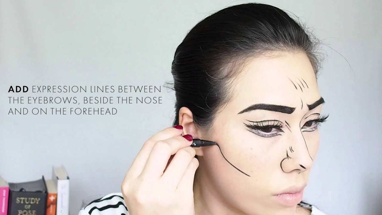 Halloween Makeup Tutorial: Roy Lichtenstein Pop Art Comic Book Girl