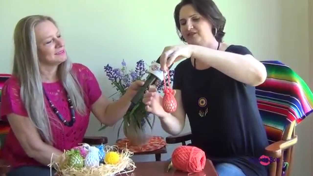 TUDO DE BOM 12 e 13/3/15  Customização em crochê nas casquinhas ou ovos de páscoa