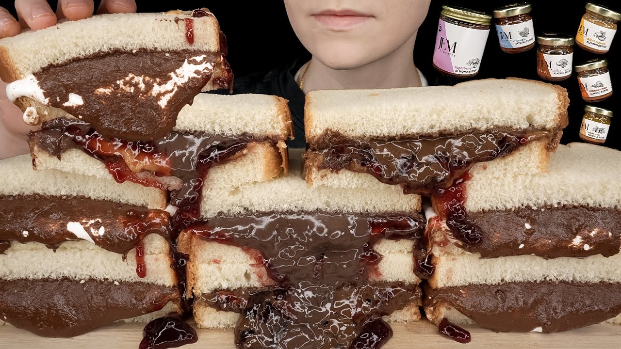 ASMR Nut Butter Sandwiches *Chocolate Hazelnut, Salted Caramel Almond, Maple Pecan, Superberry