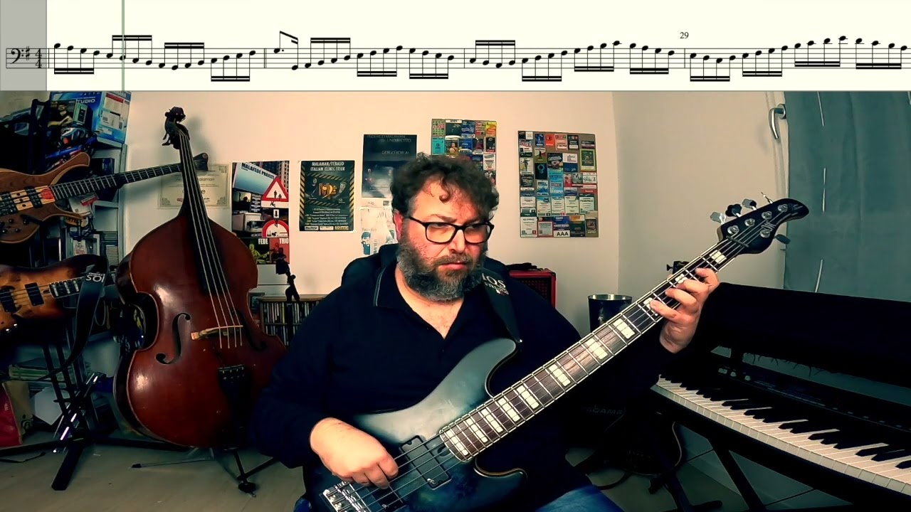 Birthday PRACTICE ALONG - Modes and 16th note displacements - Bass Lesson