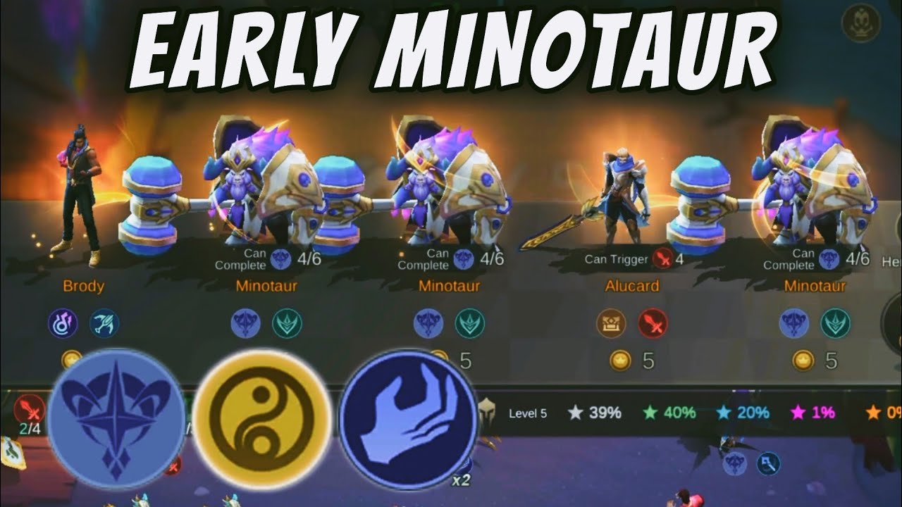BEST EARLY GAME STRATEGY NOW !! EARLY 2 STAR MINOTAUR !! MAGIC CHESS MOBILE LEGENDS