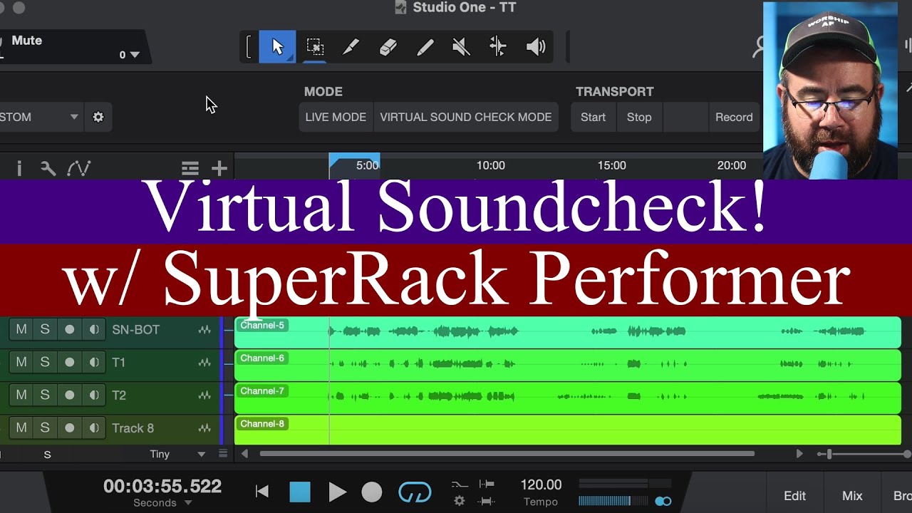 Виртуальный саундчек с Waves SuperRack Performer на том же Mac Mini M4 (при участии Behringer Win...