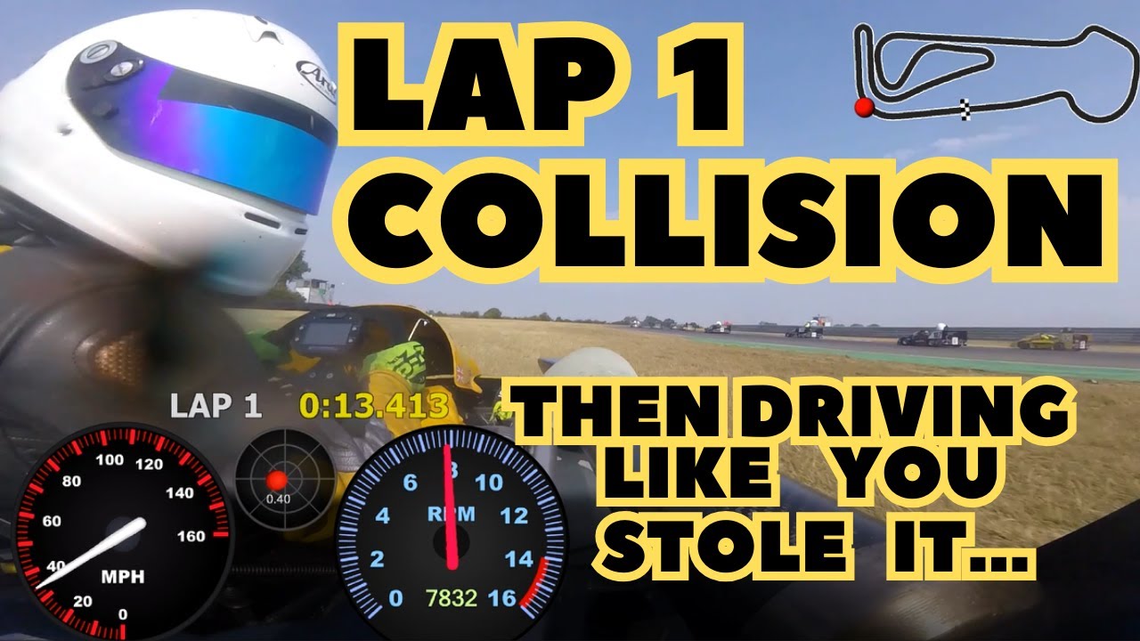 Super Kart Racing Snetterton UK Lap 1 Collision Then Intense Race Battles To The Front