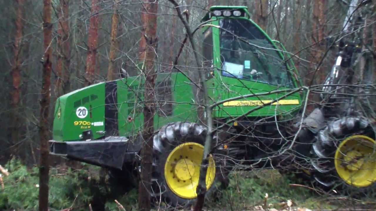 Havester John Deere 970 D eco & Forwarder Timberjack 810 c in Full HD