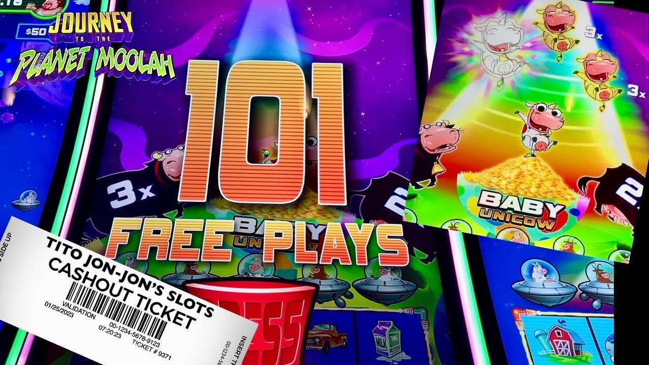 Amazing Bonus to Start the Year!  Journey to the Planet Moolah, 100+ spins!  Baby Unicow!