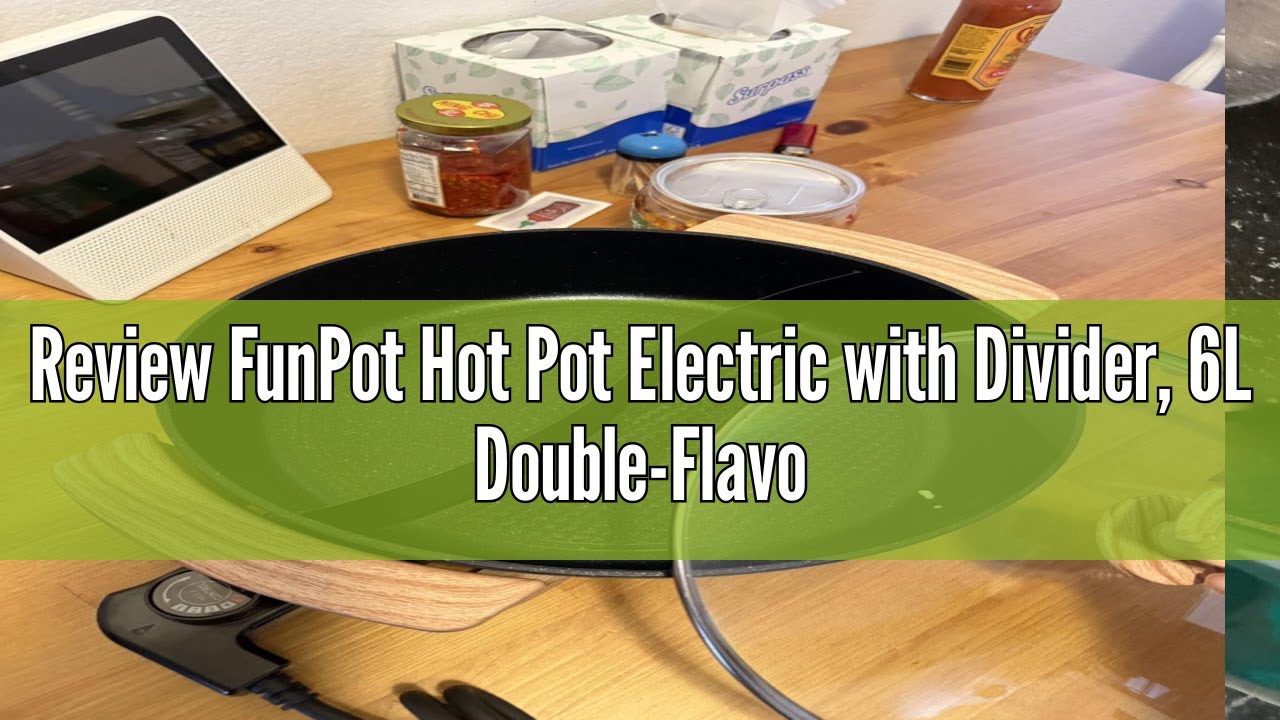 Review FunPot Hot Pot Electric with Divider, 6L Double-Flavor Non-stick pot, Temperature control, La