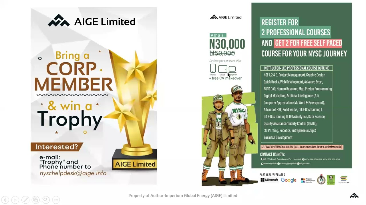 AIGE Ltd NYSC 22C1 Orientation