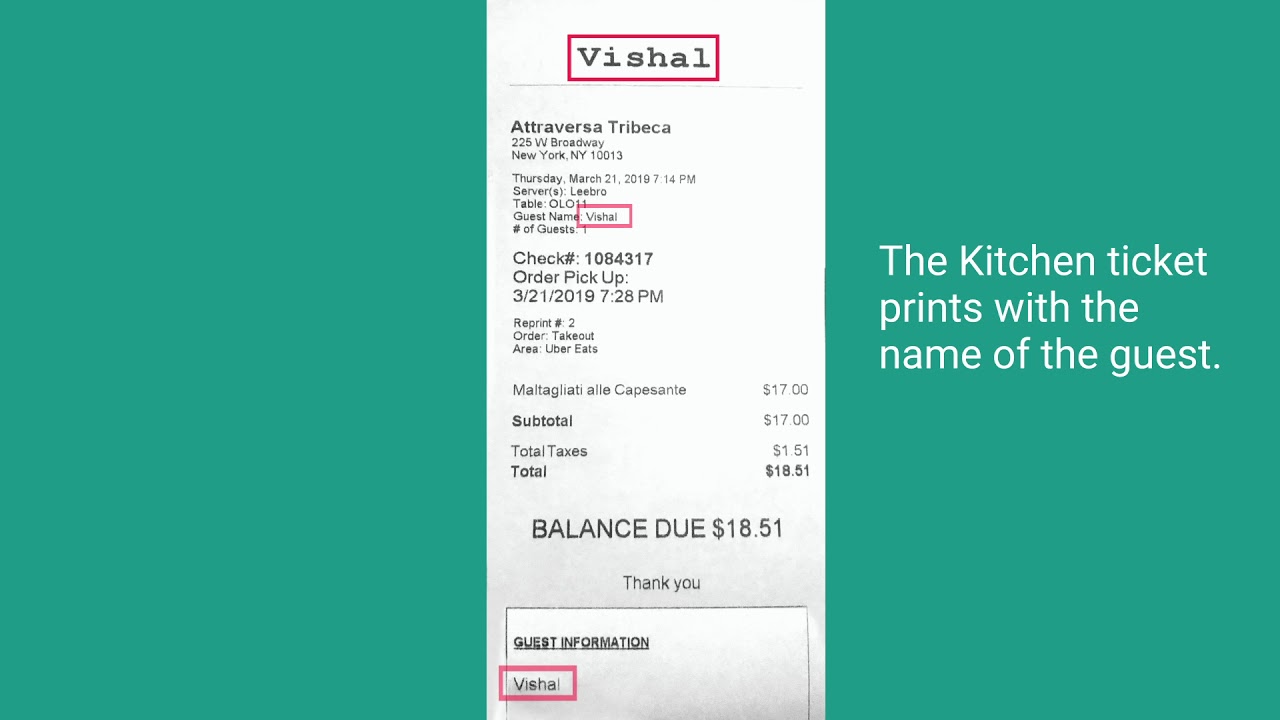 ItsaCheckmate Kitchen Ticket Demo
