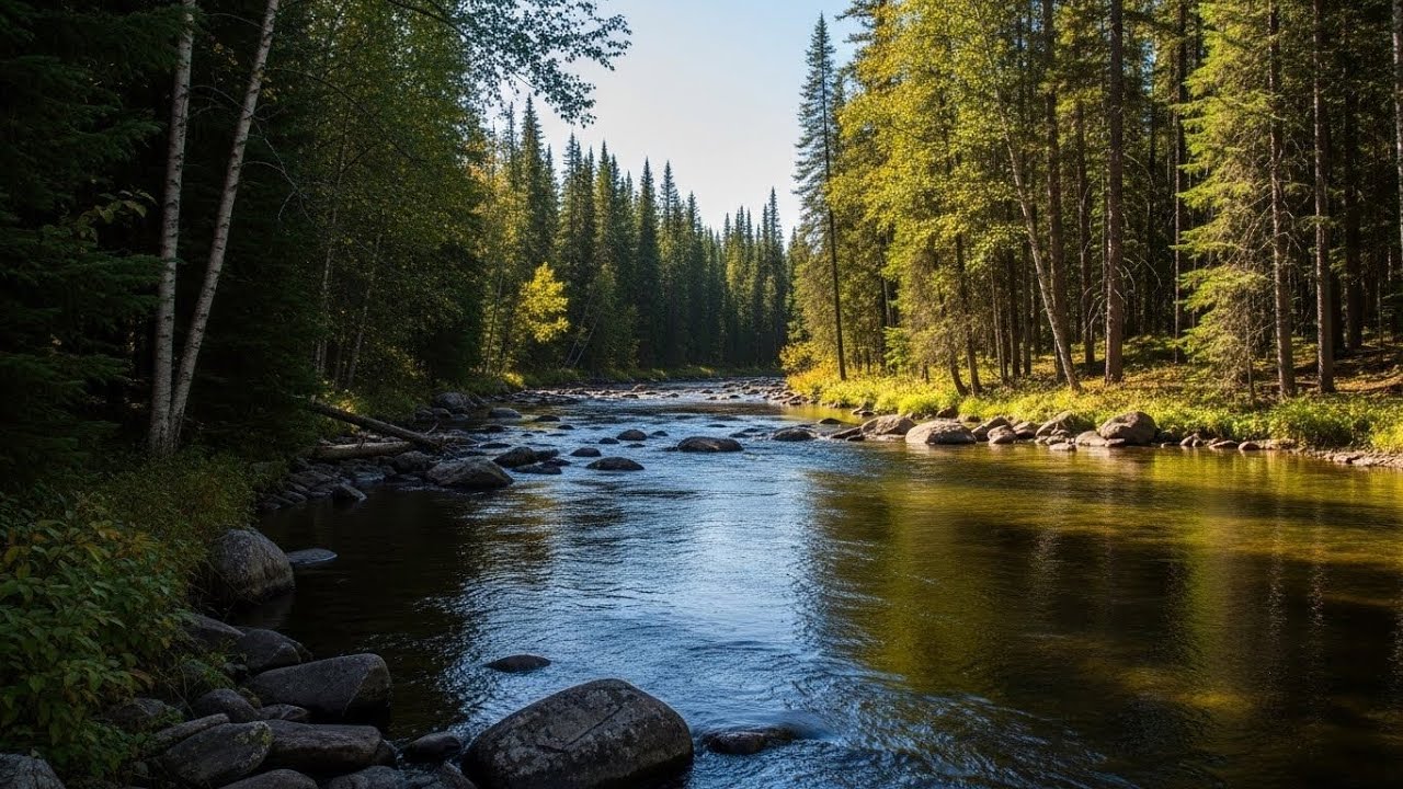 Peaceful River and Forest Ambience 🌊🌲 Flowing Water and Trees for Deep Sleep #2490