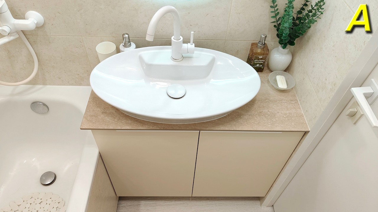 СТОЛЕШНИЦА КЕРАМОГРАНИТНАЯ и шкаф под  раковину своими руками.