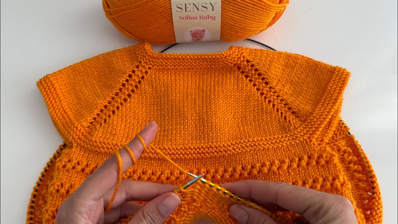 BOMBA GİBİ YELEK MODELİ🧡YAPIMI KOLAY YAKADAN BAŞLAMA BEBEK YELEĞİ ANLATIMI✅#knittingdesignforbaby