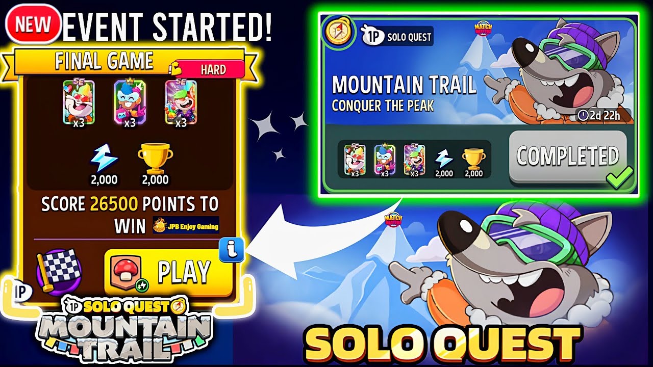 NEW EVENT STARTED! SOLO QUEST~MOUNTAIN TRAIL/ 6 SOLO/Multiplier Mushrooms/Lights Up/Moves Multiplier