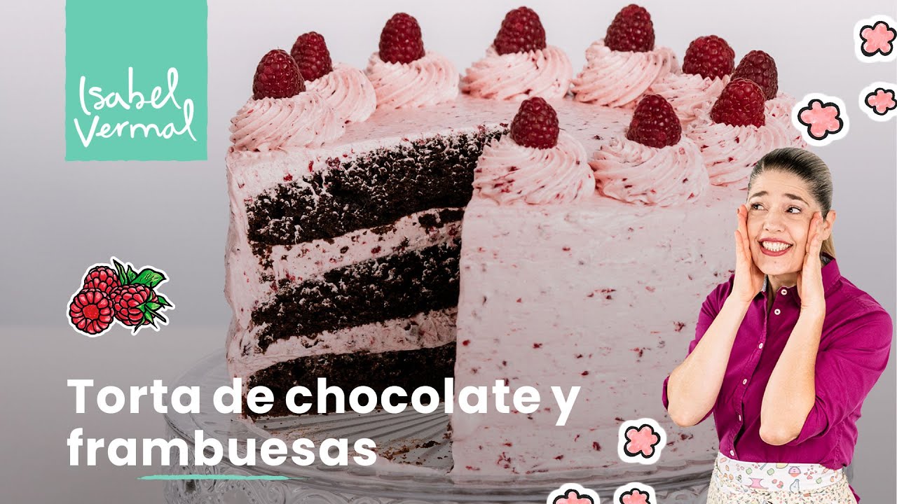 Torta de chocolate y crema de manteca de frambuesas