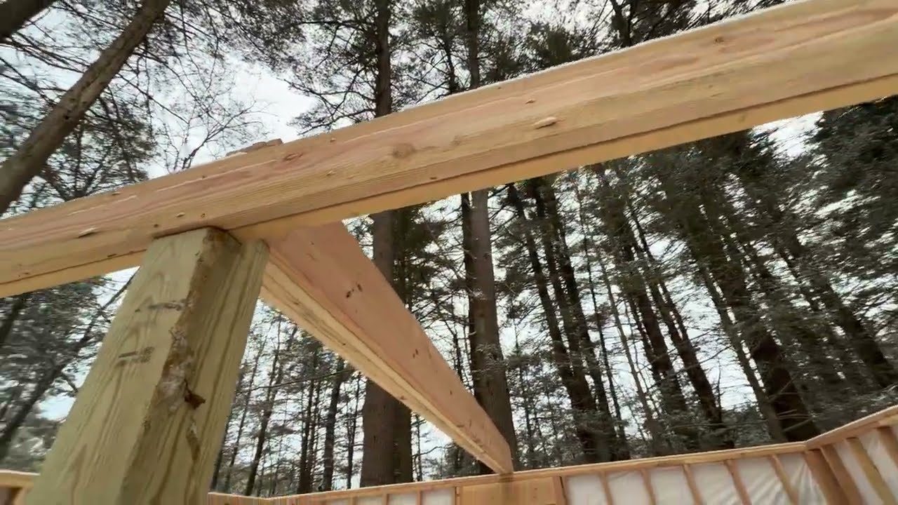 Installing a center post and support Beam | Building the Sugar Shack / Shed Video Series
