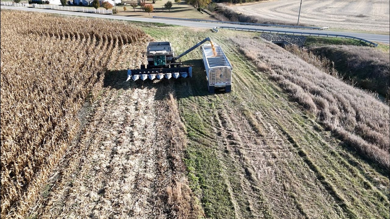 Closing in on the last of the corn harvest, getting started on the last field. Lots of drone video.