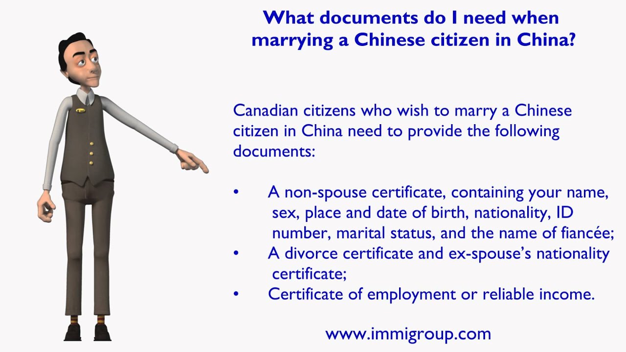 What documents do I need when marrying a Chinese citizen in China?