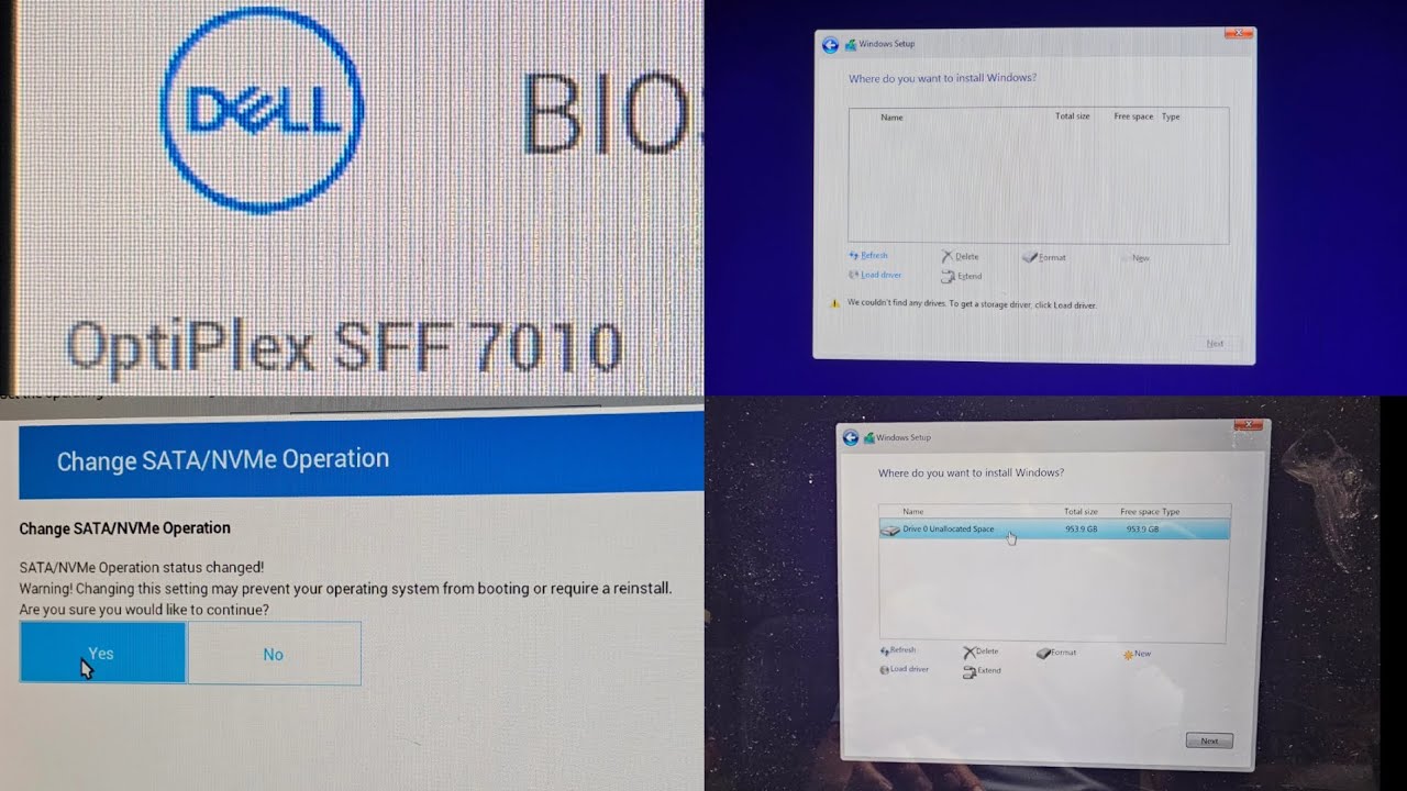 Dell OptiPlex SFF 7010 We Couldn't Find Any Drives. Windows 10 11 Install Fix Onto PCIe NVMe SSD
