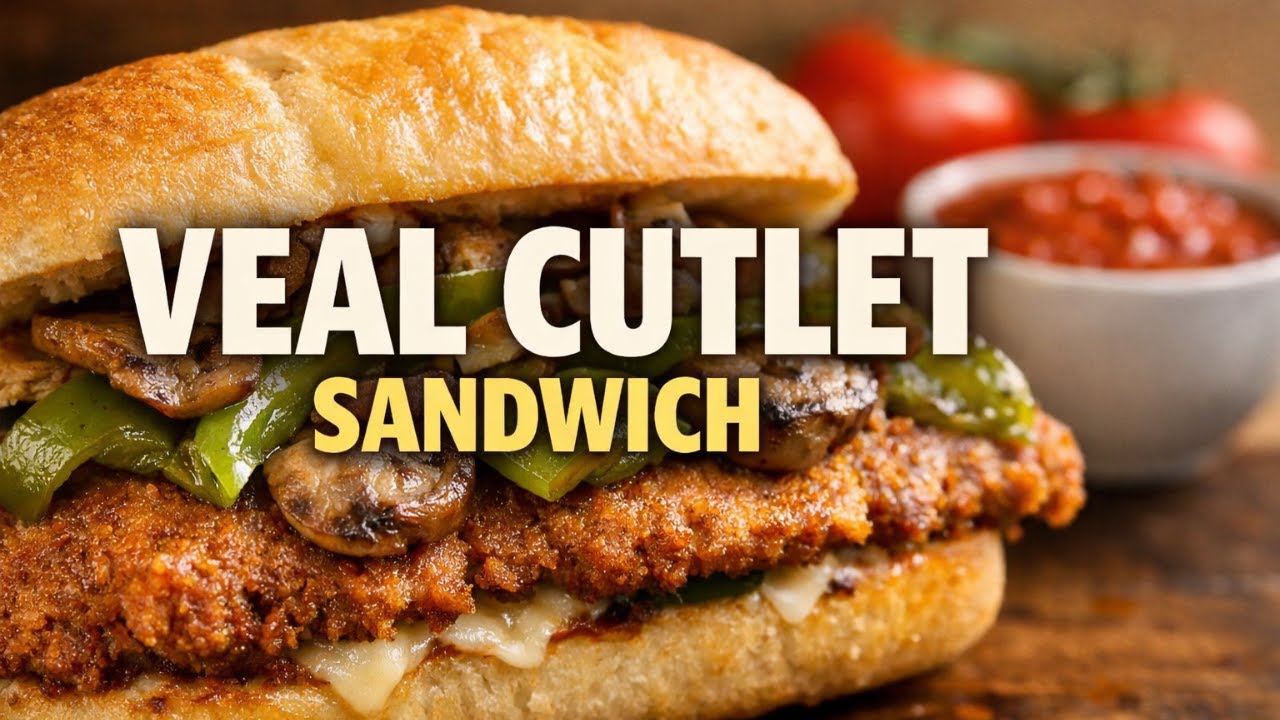 Italian Veal Cutlet with Mushrooms and Cubanelle Sandwich