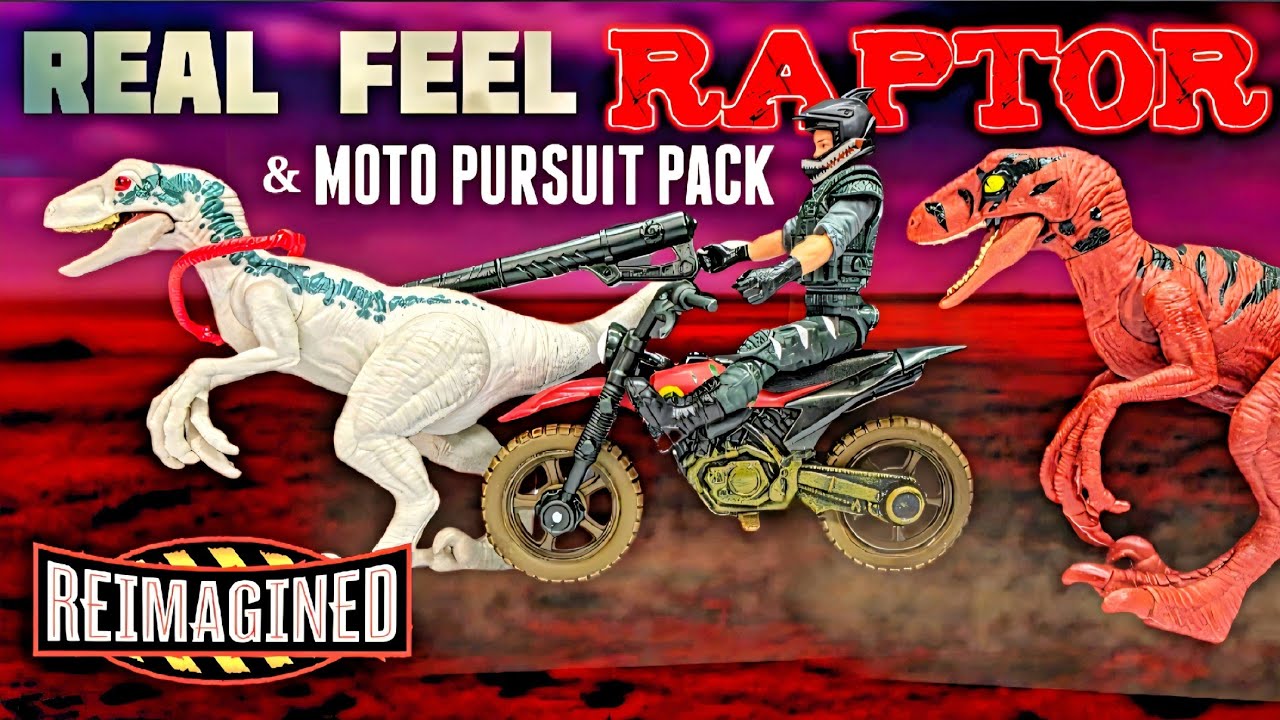Обзор набора Mattel Jurassic World Reimagined Real Feel Velociraptors & Owen Grady Moto Pursuit P...
