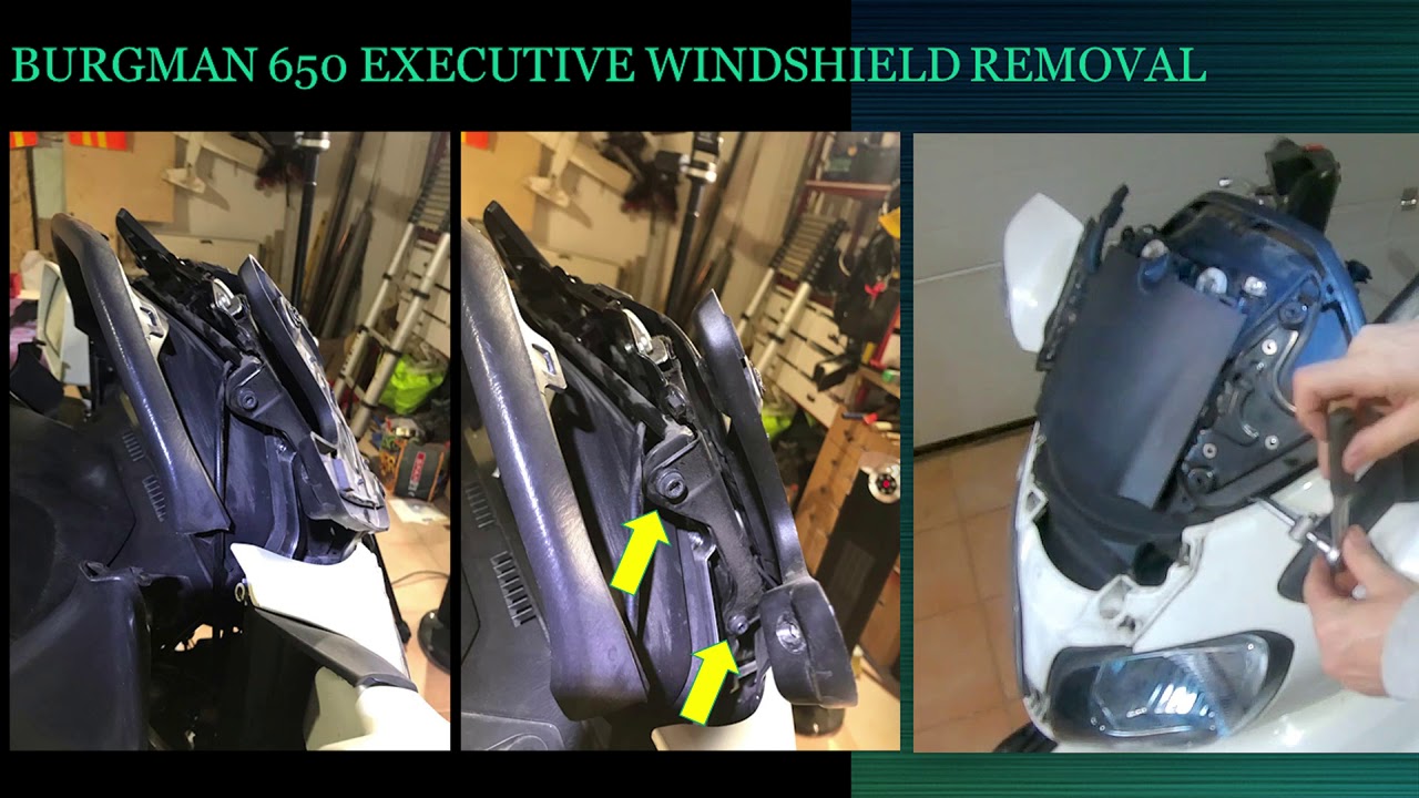 Suzuki Burgman 650 Executive L2 windshield removal and led replacement in the dashboard